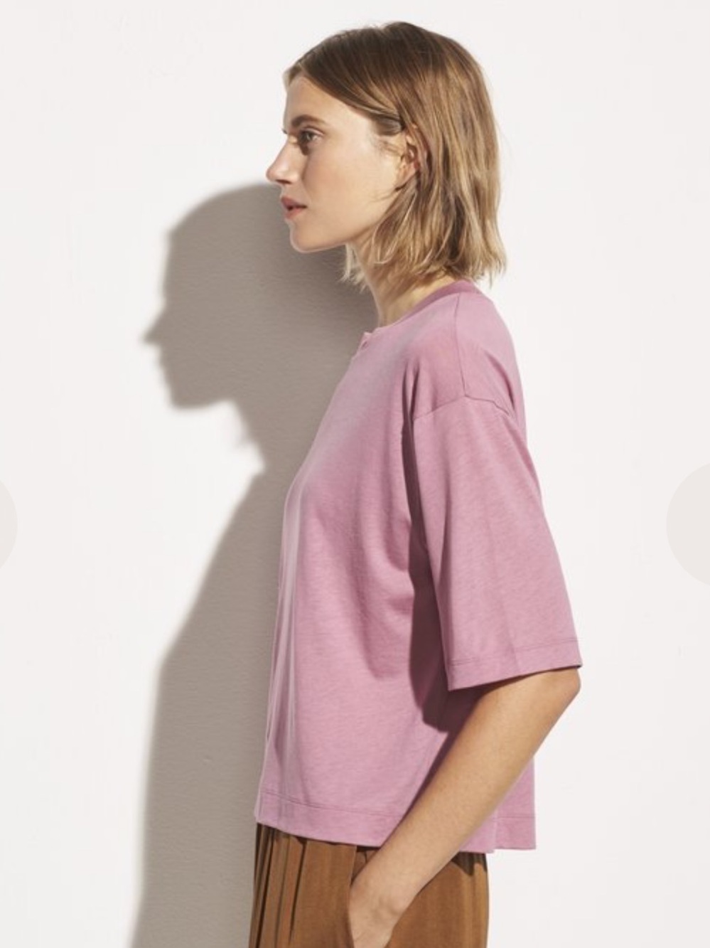 Vince Dusty Pink Wide Sleeve Crop Tee